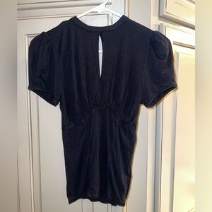 Free People Black Puff Sleeve Blouse